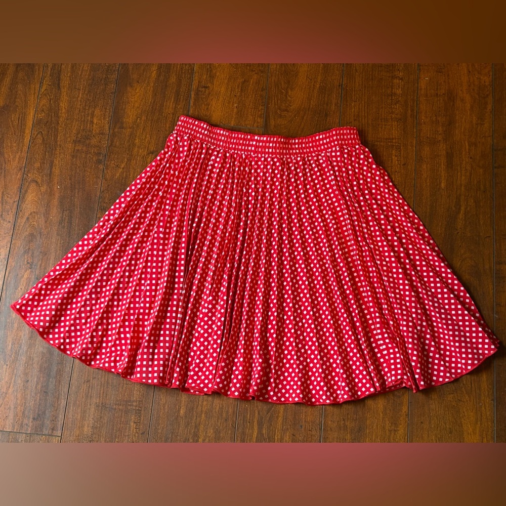 Rafferty Red White Polka Dot Pleated Flirty Mini Skirt Sz Large
